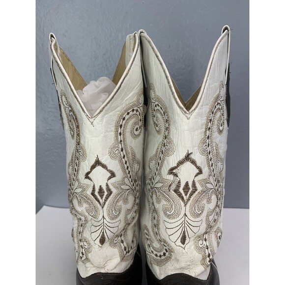 Ferrini Western Square-Toe Boots Men\'s 12D White/Brown Embroidered Rodeo Cowboy main image 6